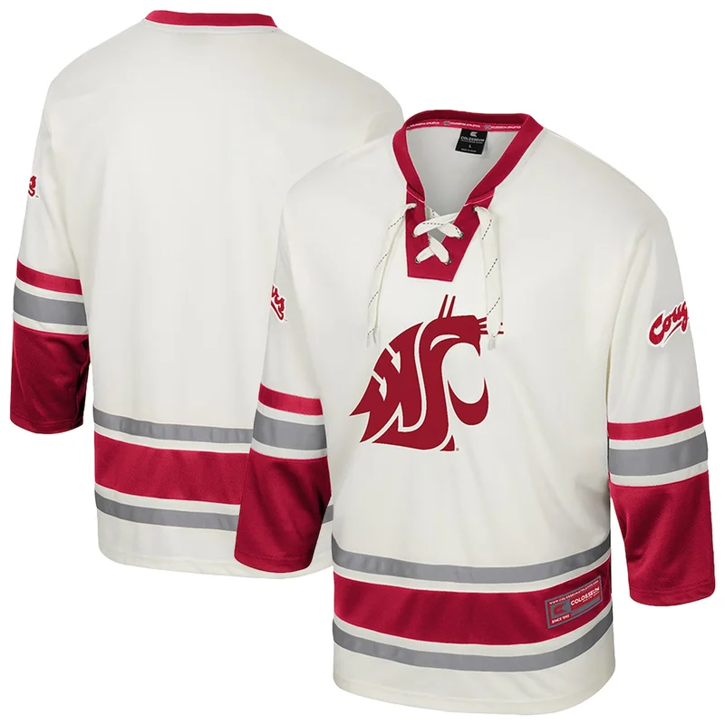 Colosseum Cream Washington State Cougars Puck Proud Hockey Jersey 