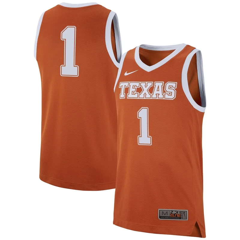 #1 Burnt Orange Texas Longhorns Jersey Basketball 