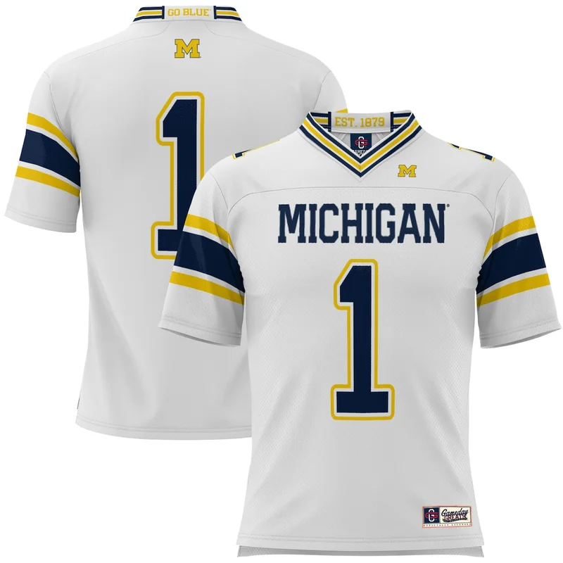 #1 White Michigan Wolverines Football Jersey GameDay Greats 