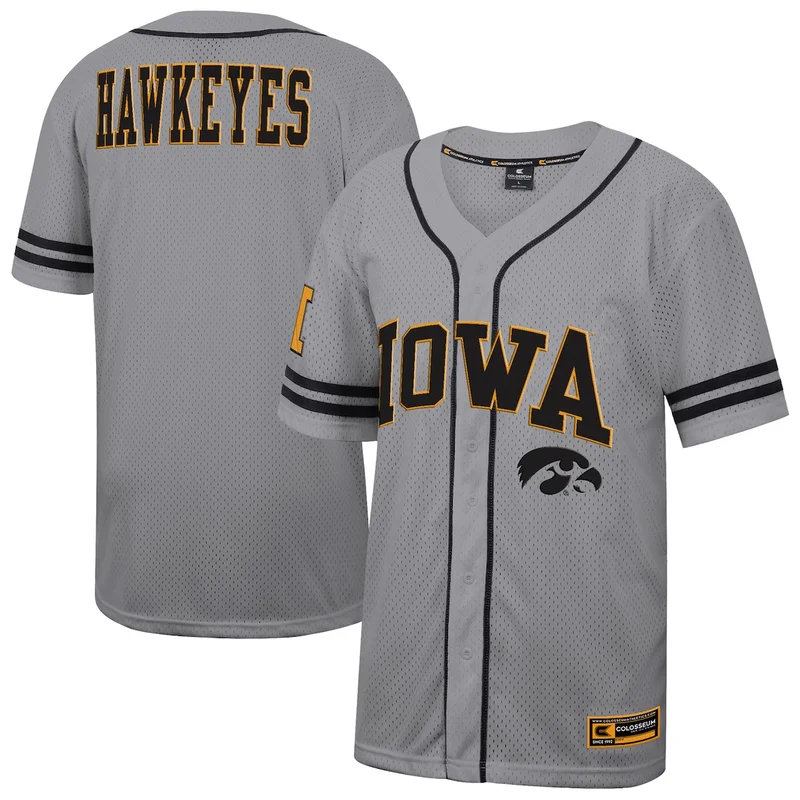 Colosseum Gray Iowa Hawkeyes Free Spirited Baseball Jersey 
