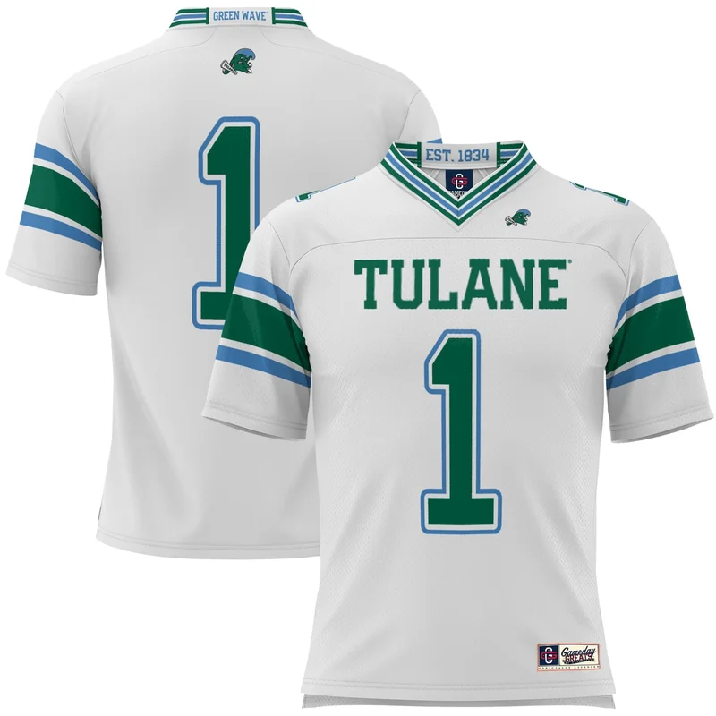 #1 White Tulane Green Wave Football Jersey GameDay Greats 