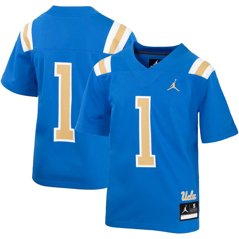Jordan Brand #1 Blue UCLA Bruins Game Football Jersey - Image 4
