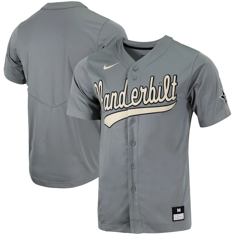 Charcoal Vanderbilt Commodores Full-Button Baseball Jersey 