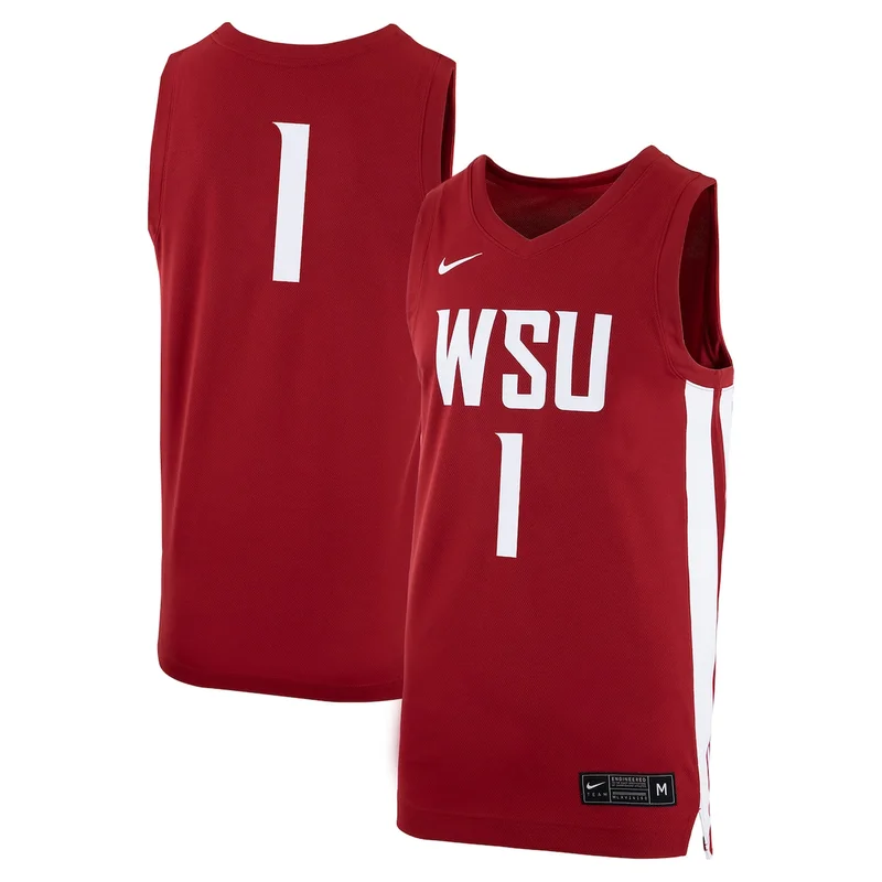 #6 Crimson Washington State Cougars Basketball Jersey - Image 2