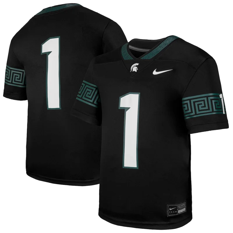 #1 Black Michigan State Spartans Untouchable Game Football Jersey 