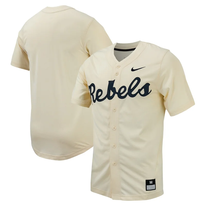 Navy Ole Miss Rebels 2-Button Baseball Jersey - Image 4