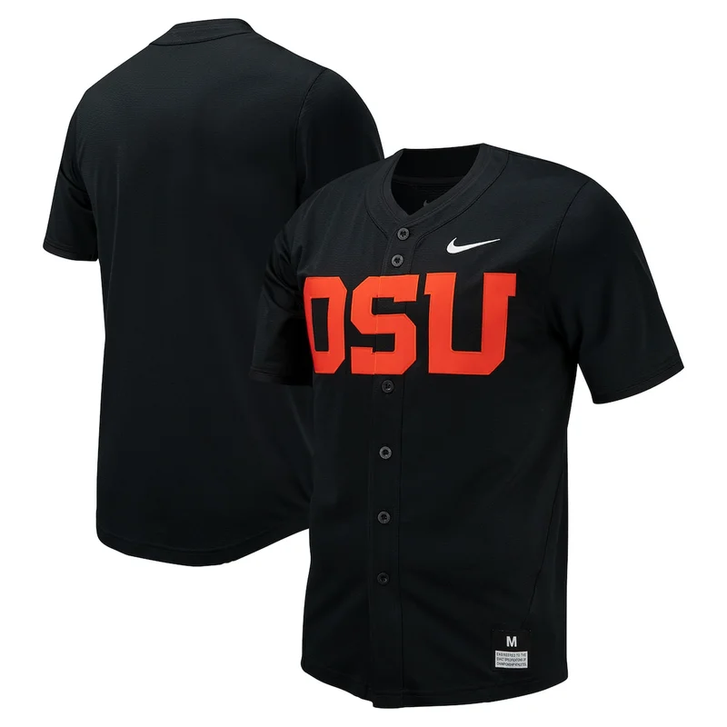 Black Oregon State Beavers Full-Button Baseball Jersey 