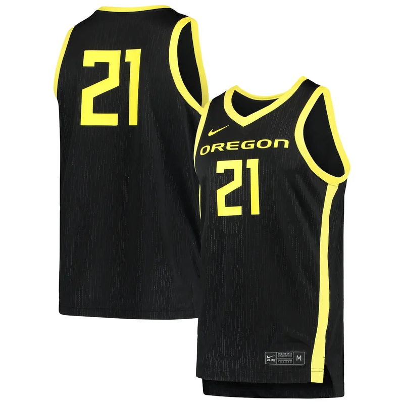 #21 Black Oregon Ducks Team Basketball Jersey 