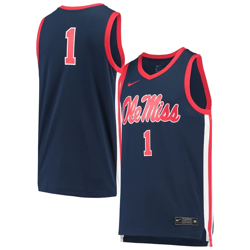 #1 Navy Ole Miss Rebels Basketball Jersey 