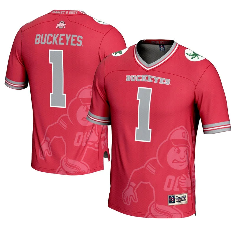 #1 Scarlet Ohio State Buckeyes Camo Football Jersey GameDay Greats - Image 2