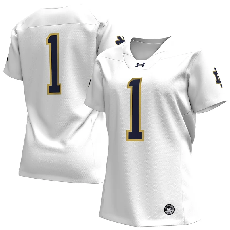 Under Armour #1 White Notre Dame Fighting Irish Football Jersey - Image 5
