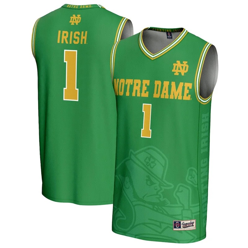 #1 Green Notre Dame Fighting Irish Icon Print Lightweight Basketball Jersey GameDay Greats 