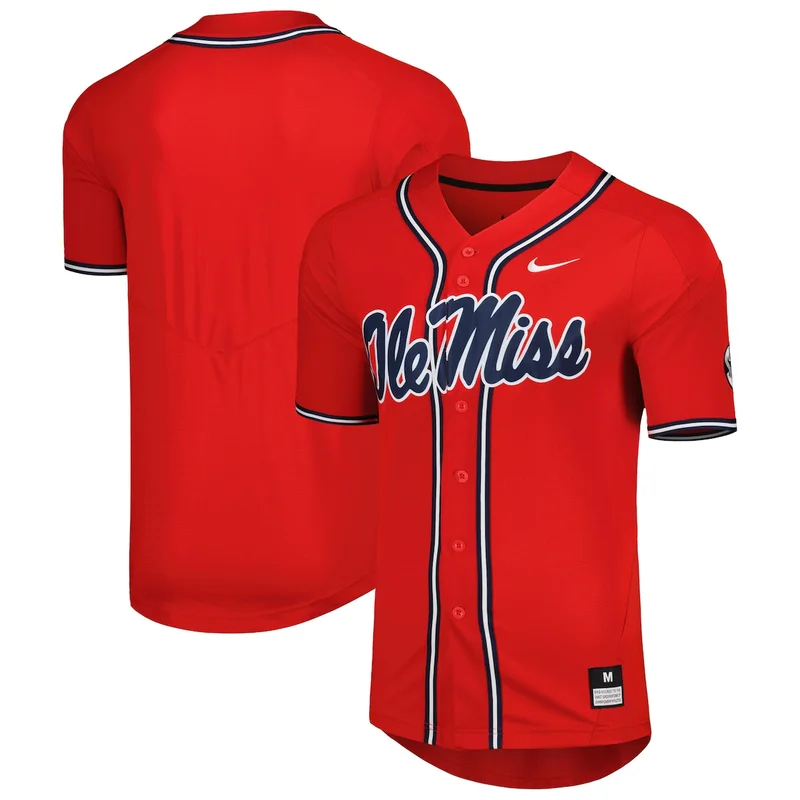Navy Ole Miss Rebels 2-Button Baseball Jersey - Image 2