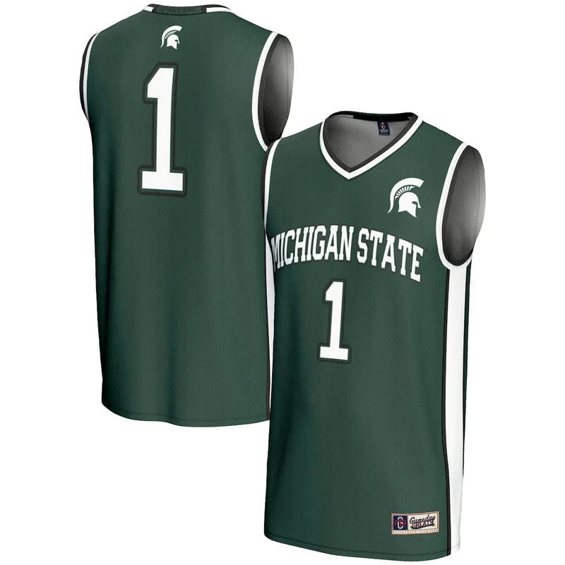 #1 Green Michigan State Spartans Lightweight Collegiate Basketball Jersey GameDay Greats - Image 3