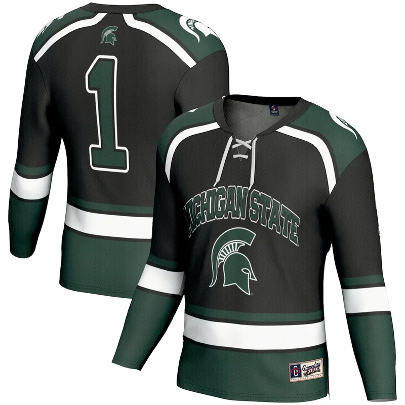 #1 Black Michigan State Spartans Hockey Jersey GameDay Greats 