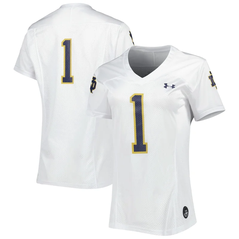 Under Armour #1 White Notre Dame Fighting Irish Football Jersey 