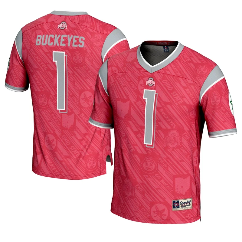 #1 Scarlet Ohio State Buckeyes Camo Football Jersey GameDay Greats - Image 4
