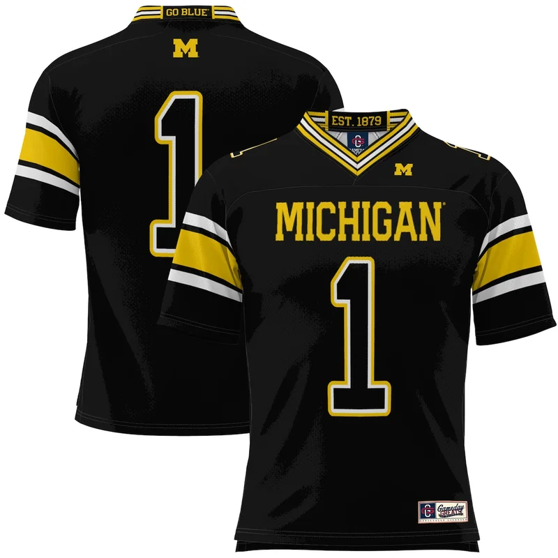 #1 Black Michigan Wolverines Football Jersey GameDay Greats 