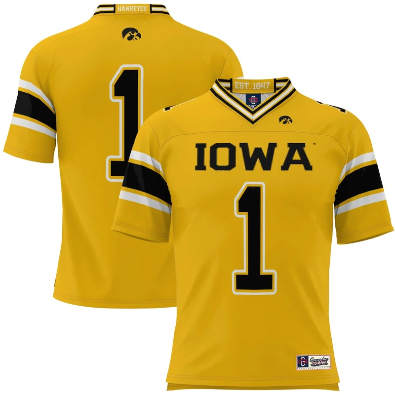 #1 Gold Iowa Hawkeyes Football Jersey GameDay Greats 