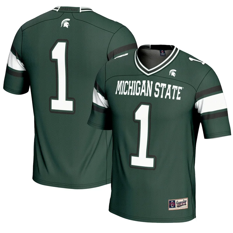 #1 Green Michigan State Spartans Endzone Football Jersey GameDay Greats 