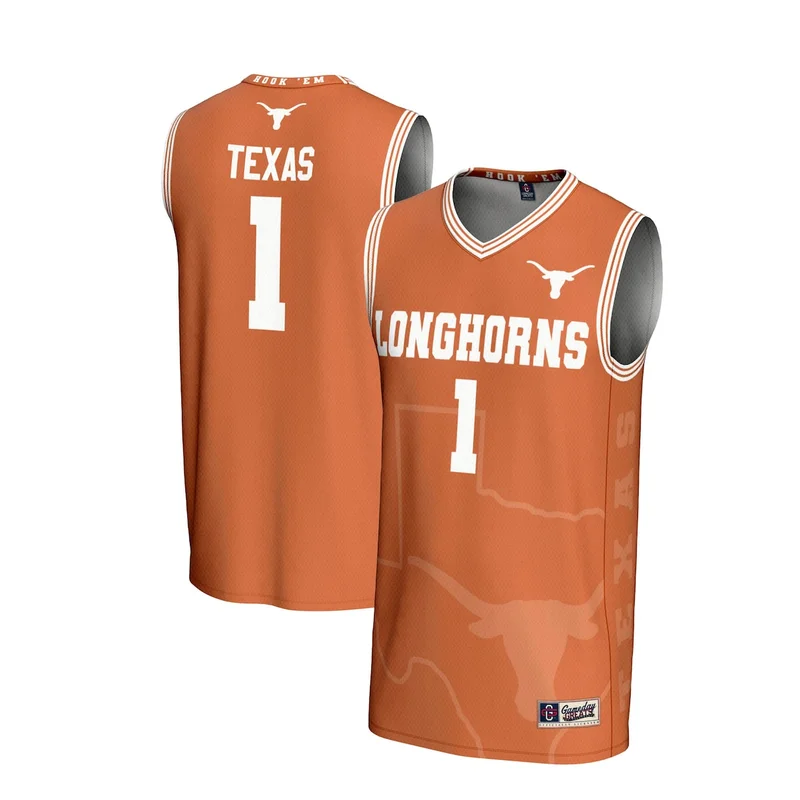 Unisex #1 Texas Orange Texas Longhorns Lightweight Icon Print Basketball Jersey GameDay Greats 