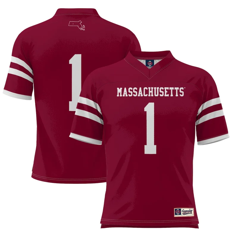 #1 Maroon UMass Minutemen Lightweight Collegiate Football Jersey GameDay Greats - Image 3