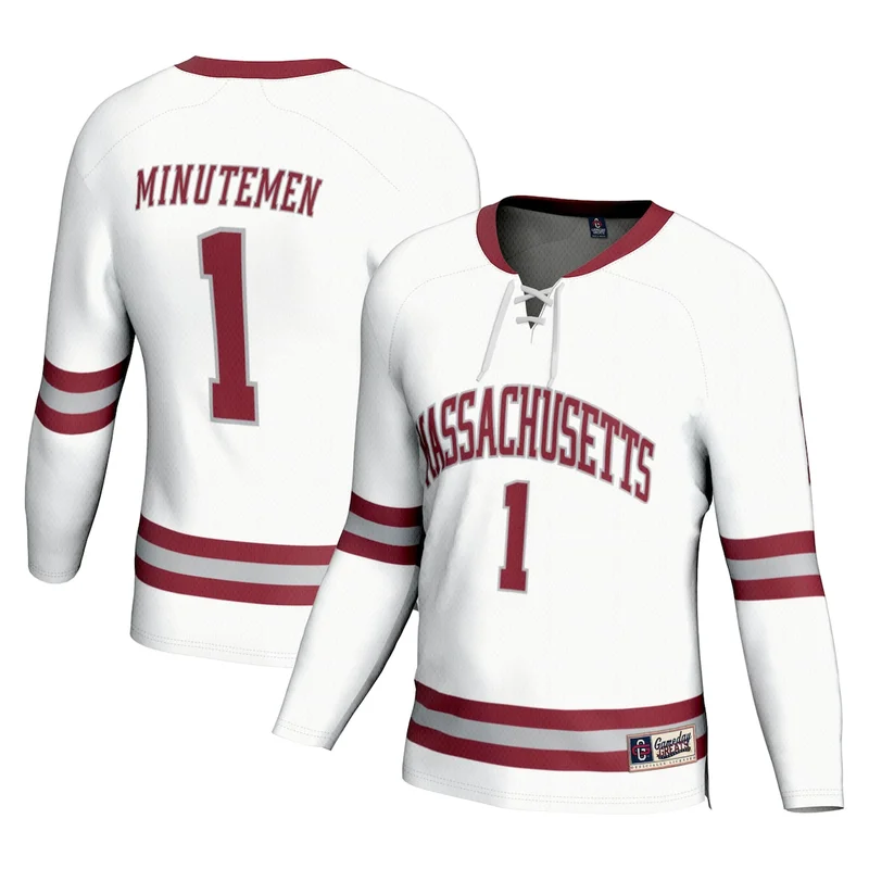 Unisex #1 White UMass Minutemen Hockey Jersey GameDay Greats 
