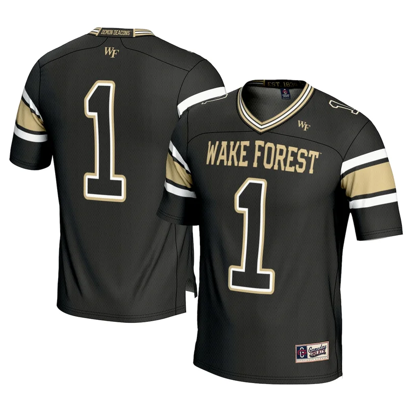 #1 Black Wake Forest Demon Deacons Football Jersey GameDay Greats 