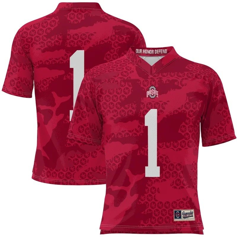 #1 Scarlet Ohio State Buckeyes Camo Football Jersey GameDay Greats - Image 5
