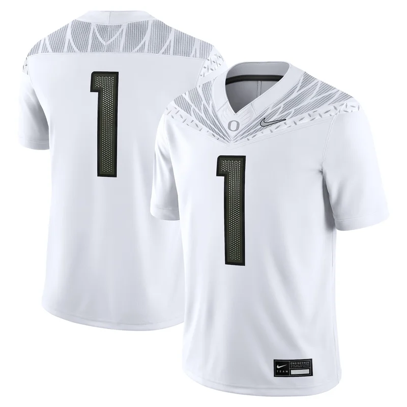 #1 White Oregon Ducks Game Football Jersey 