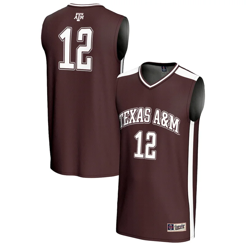 #12 Maroon Texas A&M Aggies Basketball Lightweight Jersey GameDay Greats - Image 2