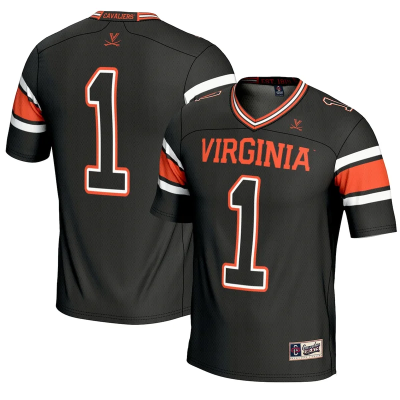 #1 Black Virginia Cavaliers Endzone Football Jersey GameDay Greats 
