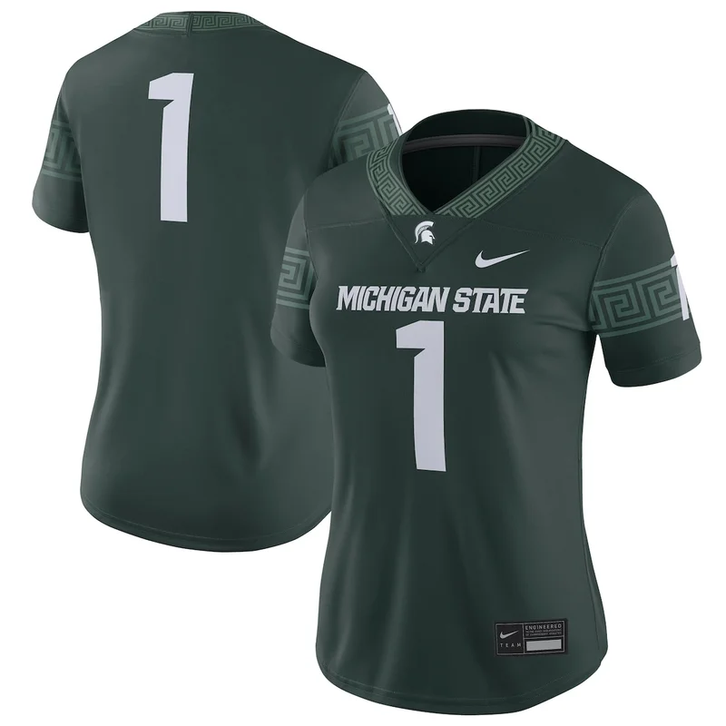 #1 Green Michigan State Spartans Game Football Jersey - Image 3