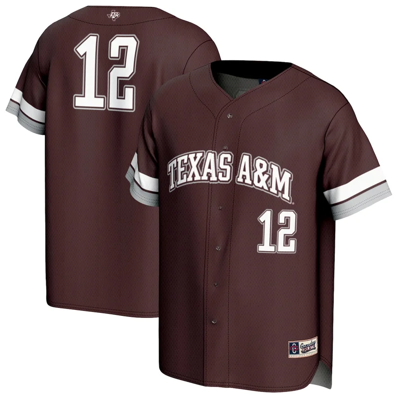 #12 Maroon Texas A&M Aggies Lightweight Collegiate Baseball Jersey GameDay Greats 