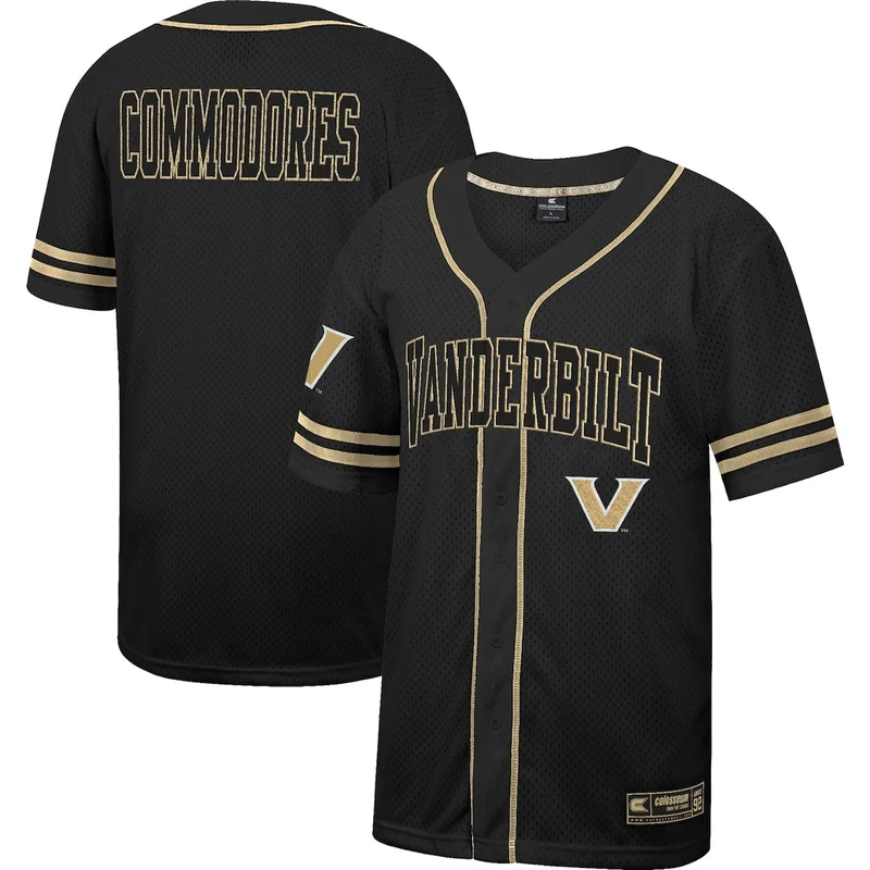 Colosseum Black Vanderbilt Commodores Free Spirited Mesh Button-Up Baseball Jersey 
