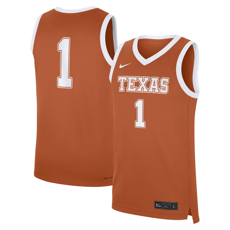 #1 Texas OrangeÂ Texas Longhorns Road Jersey Basketball 