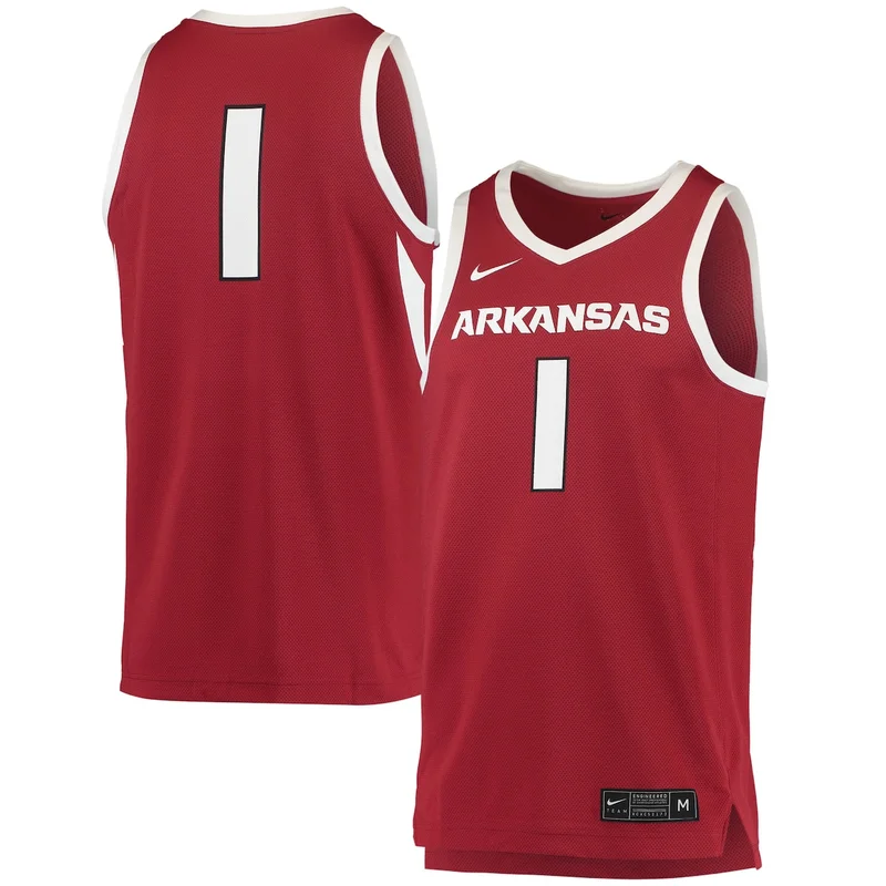 #1 Crimson Arkansas Razorbacks Jersey Basketball 
