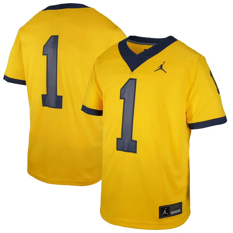 Jordan Brand #1 Maize Michigan Wolverines Untouchable Game Football Jersey 