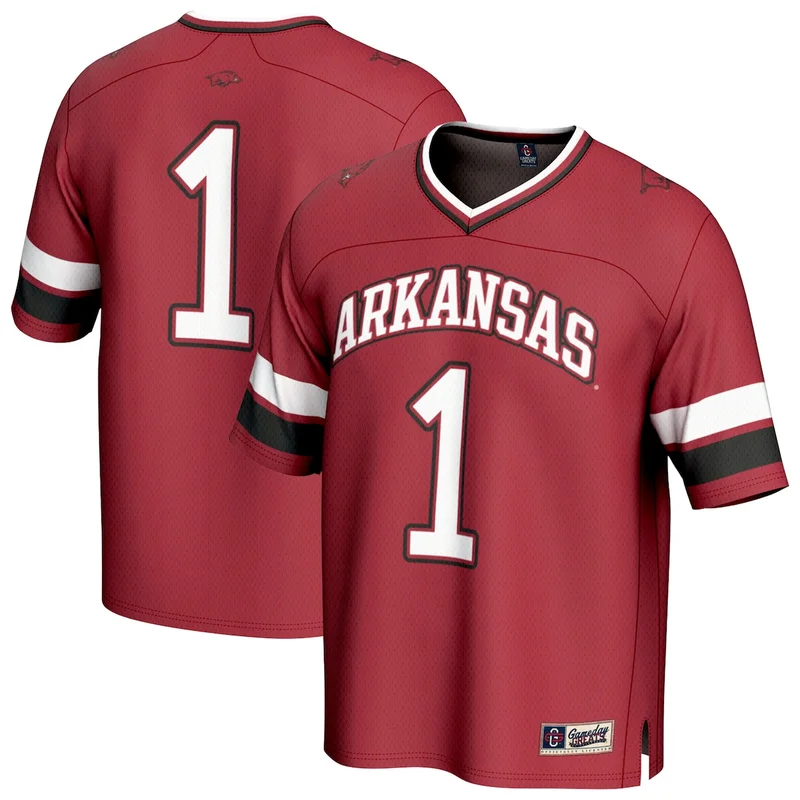 Unisex #1 Cardinal Arkansas Razorbacks Lightweight Collegiate Football Jersey GameDay Greats 