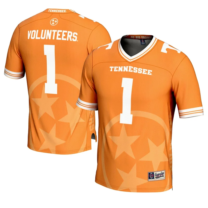 #1 Tennessee Orange Tennessee Volunteers Icon Print Football Jersey GameDay Greats 