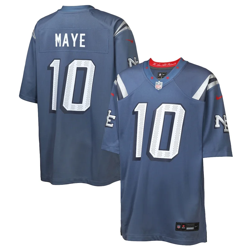 New England Patriots Drake Maye Red Player Game Jersey - Image 3