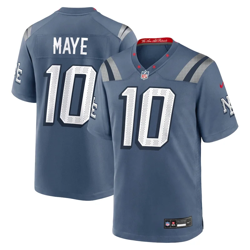 New England Patriots Drake Maye Red Player Game Jersey - Image 2