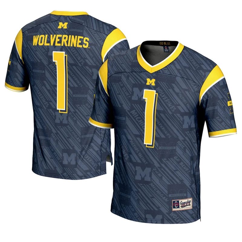 Garb #1 Blue Michigan Wolverines Football Jersey - Image 2