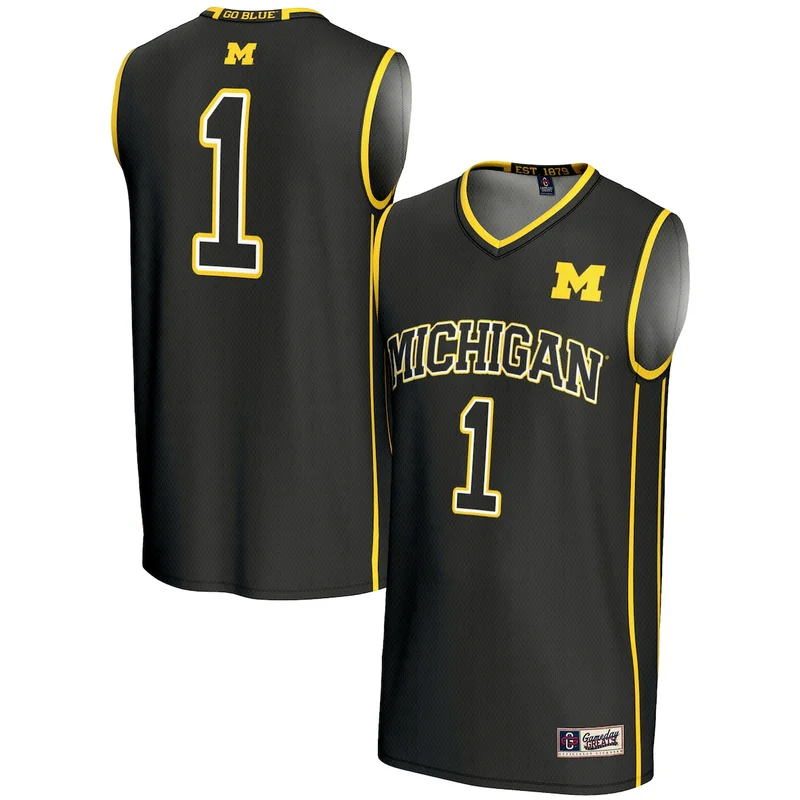 #1 Black Michigan Wolverines Lightweight Basketball Jersey GameDay Greats 