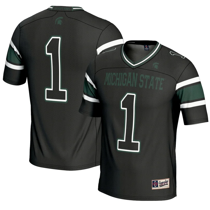 #1 Black Michigan State Spartans Endzone Football Jersey GameDay Greats 