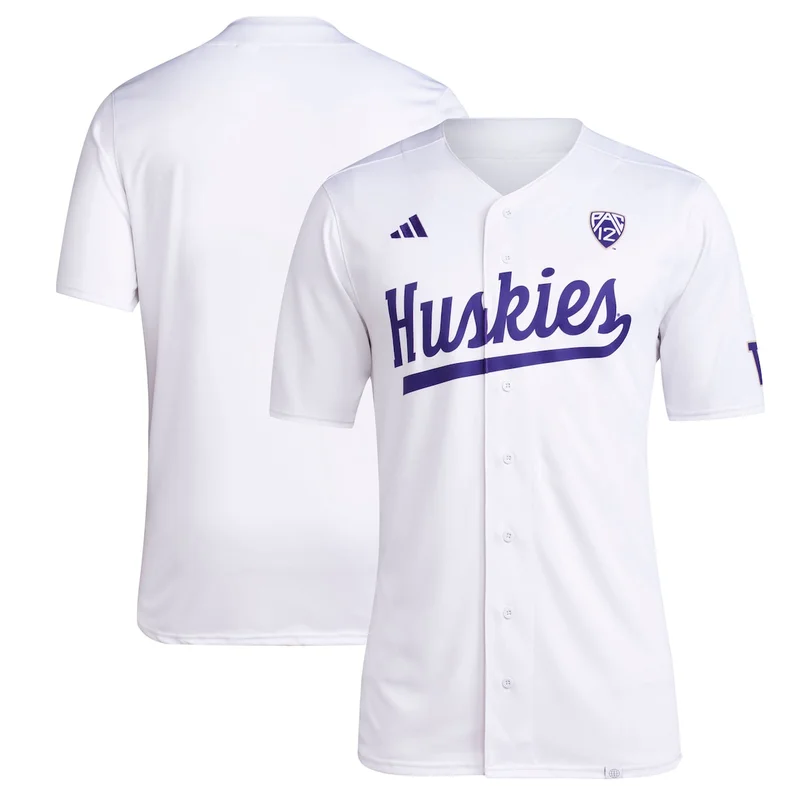 White Washington Huskies Team Baseball Jersey 
