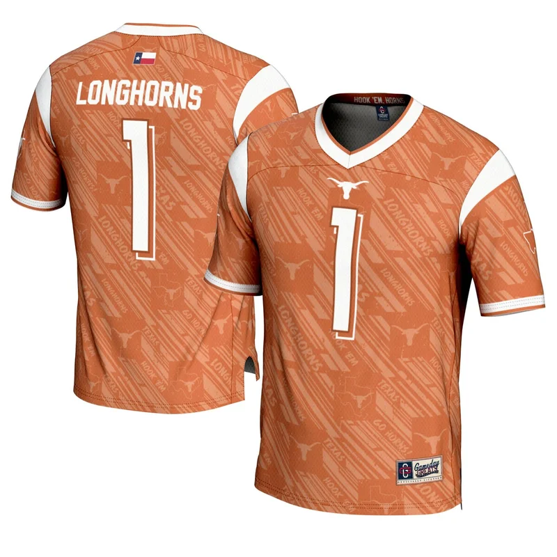 #1 Texas Orange Texas Longhorns Game Football Jersey - Image 3