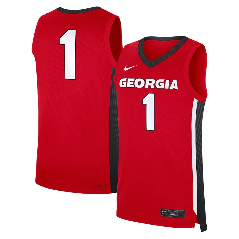 #1 Red Georgia Bulldogs Road Jersey Basketball 