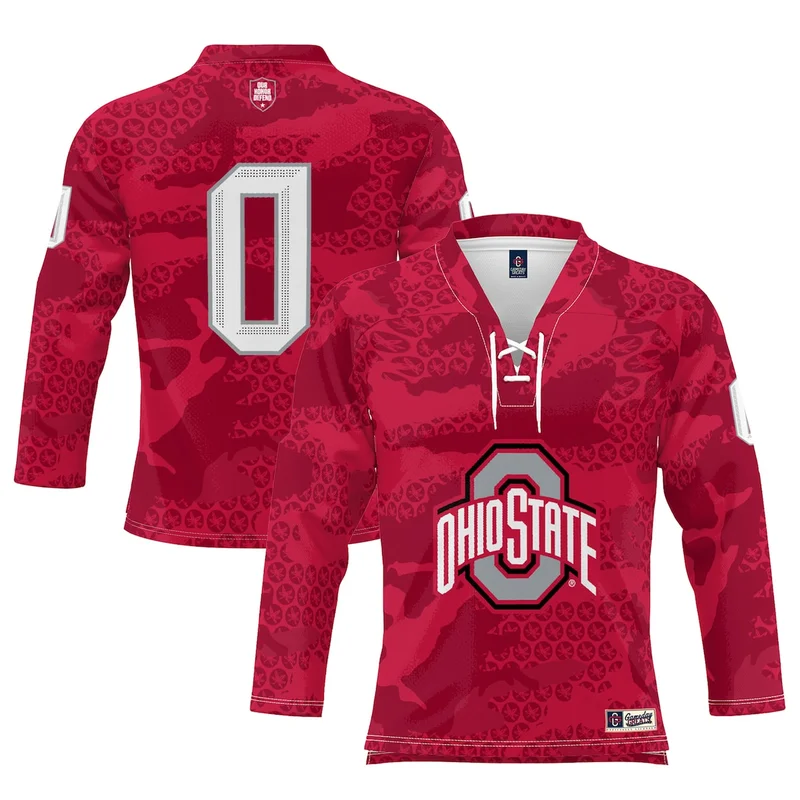 #0 Scarlet Ohio State Buckeyes Ice Hockey Jersey GameDay Greats 