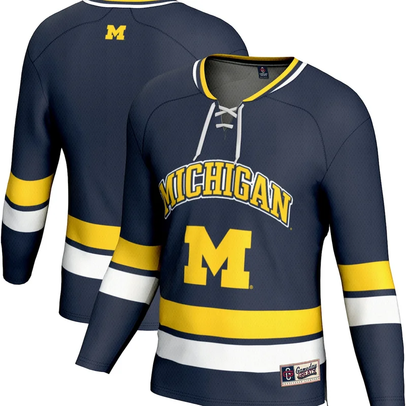 Navy Michigan Wolverines Spirit Hockey Jersey GameDay Greats 
